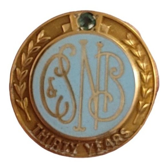 10K Yellow Gold Script Font CSNB 30-Year Service Monogram Pin, K973 - Picture 8 of 8